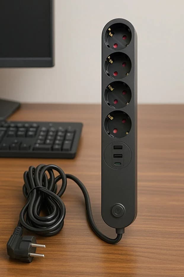 4'lü akım korumalı grup priz USB ve Type-C girişli - Parmend Life